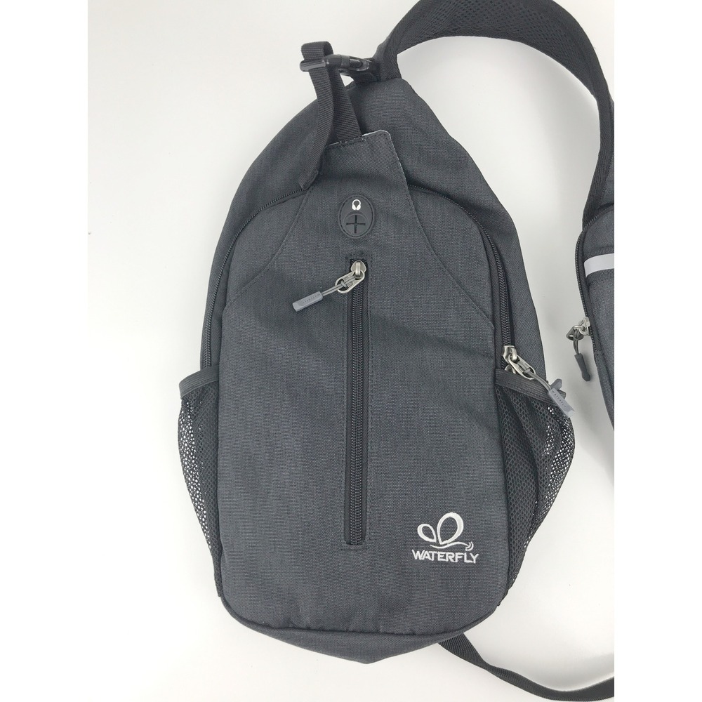 WATERFLY Black Nylon Sling Bag Backpack Crossbody Chest Pack Outdoor‎ Travel - Picture 2 of 16